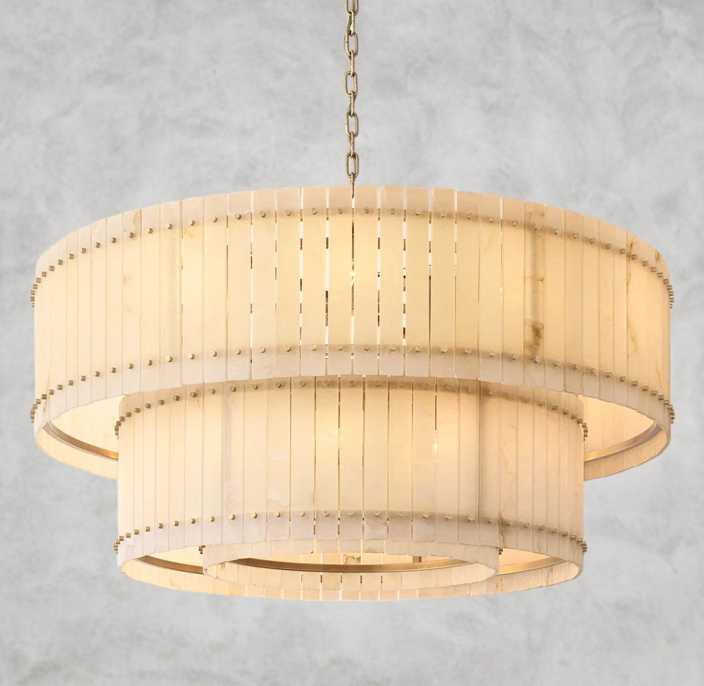 San Marco Alabaster Round Tiered Chandelier 22", 37", 48", 60"
